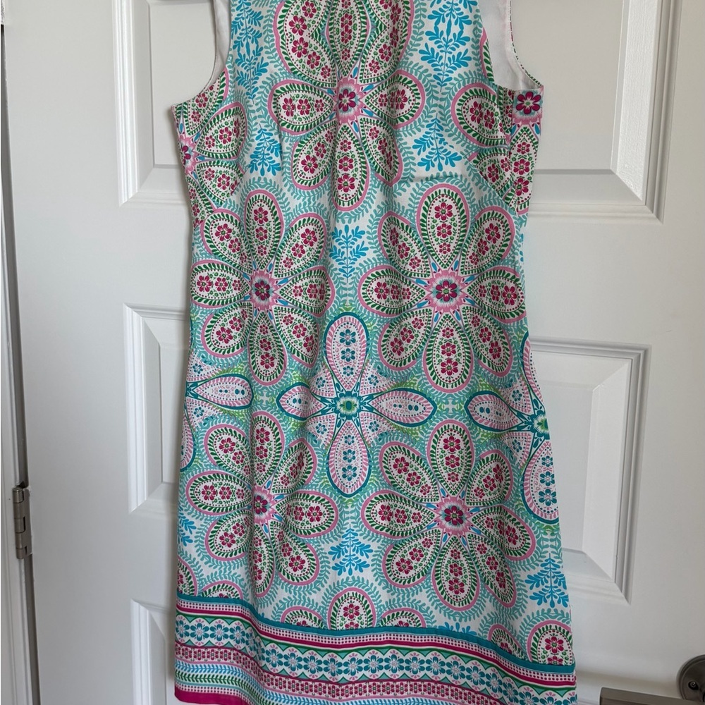 London Times Sleeveless Floral Midi Dress | Resort / Preppy Summer midi dress - Picture 10 of 10